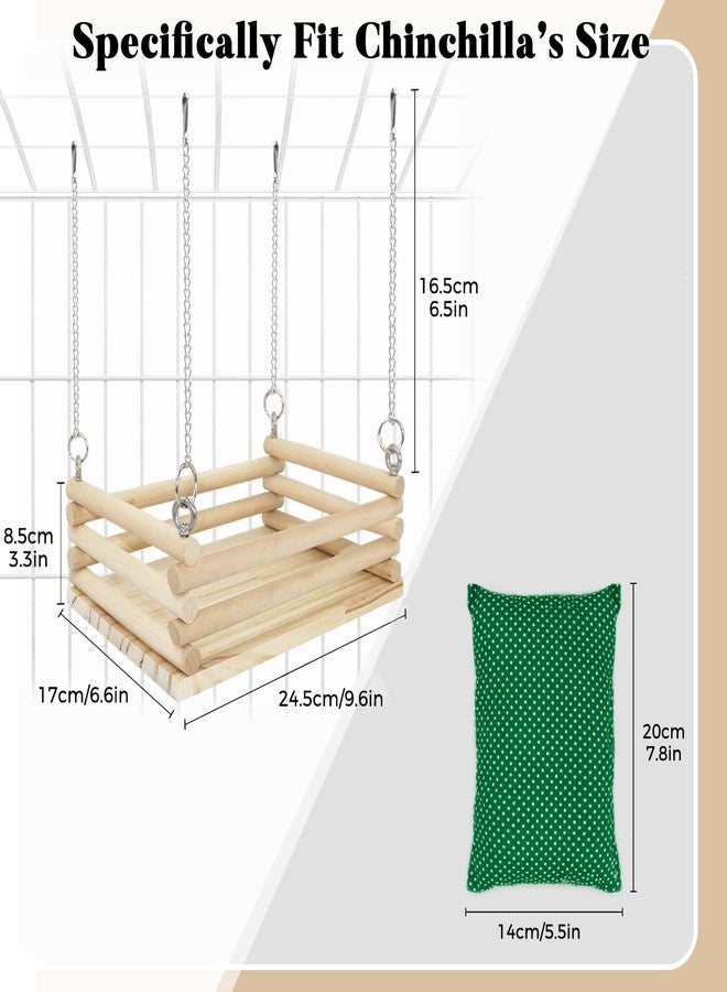 Jevnd Wooden Chinchilla Hammock with Soft Mat for Cage Swing, Chinchilla Bed Hanging Cage Accessories Wood Toys, Indoor Chinchillas Swing House Hut Ledges and Platforms Habitat - Image 2